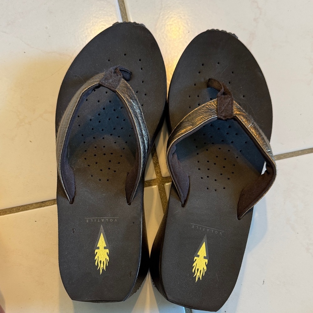 Volatile Black and Silver Sandals